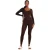 Missy Empire Damesjumpsuit met diep decolleté, strakke pasvorm en lange mouwen (Chocolade)