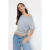 TRENDYOLMİLLA Dames Grijs Gestreept Kort Getailleerd T-shirts