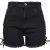 Urban Classics Ladies Highwaist Denim Lace Up Shorts Black Washed