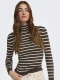Only Onlkarol L/s Rollneck Pullover Knt Noos 15165075 Trui Coffee Bean Thin Stripes/whitecap Gray