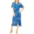 Mela London Damesjurk met bloemenprint, V-hals en golvende vouwdetails (Blauw)