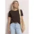 Street One Dames Shirt met ronde hals en kanten mouwen in Bruin