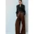 Mango imitatieleren Wide leg regular waist broek bruin