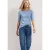 Street One Dames Shirt met golvende halslijn in effen kleur in Blauw
