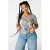 MS Mode rechtvallend T-shirt Plus Size met print – groen