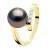 Ring Sieraad Diamant 0,04 Cts Geel Goud – Echte Geprofessioneerde Tahiti Parel Rond 8-9 mm