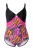 Ulla Popken Badpak  donkergrijs / oranje / pink / zwart