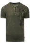Olie-gewassen T-shirt met knoopsluiting