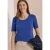 Cecil Dames Basic Shirt met ronde hals in effen kleur in Blauw