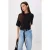 TRENDYOLMİLLA Dames Zwart Effen Kort Getailleerd T-shirts