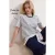 TRENDYOLMİLLA Dames Donkerblauw Gestreept Kort Regular fit T-shirts