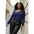 Trendyol Curve Dames Donkerblauw Effen Lang Getailleerd Grote maten Blouses