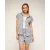 Gestreepte blouse met borduursels en korte mouwen met omslag