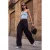 TRENDYOLMİLLA Dames Zwart Effen Barrel Lage taille Broeken