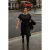 Trendyol Curve Dames Zwart Effen Midi Kort Avond / Dagelijks Bodycon Grote maten Jurk