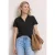 Street One Dames Poloshirt met korte mouwen en gespleten hals in Zwart