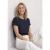 Street One Dames Shirt met Silk-Look en ronde hals in Blauw