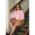 Trendyol Curve Dames Roze Effen Kort Relaxed fit Grote maten Blouses