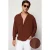 TRENDYOL MAN Jongens Bruin Effen Lang Oversized Overhemden