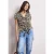 Street One Dames Blouse met overhangende schouders en bowlingkraag in Bruin