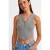 Dames Geribbelde Crop Blouse Met Knopen