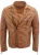 Slim-fit leren bikerjack in Brando-stijl met gekruiste rits