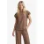 FLURESK wide leg regular waist broek met textuur bruin