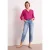 Street One Dames Shirt met 3/4-mouwen, split neck en knopen in Pink