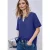 Street One Dames Blouse met gespleten hals en omslag in Blauw