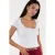 Slim Fit U-Hals Geribbelde Blouse