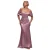 Satin jurk met blote schouders en V-hals dames Goddiva