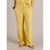 Yest wide leg regular waist broek met linnen geel