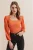 Geperforeerde Vierkante Kraag Blouse met Lange Mouwen