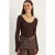 Slim Fit Lange Mouw U Kraag Blouse