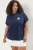 Trendyol Curve Dames Donkerblauw Rugprint Kort Oversized Grote maten T-shirts