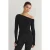 TRENDYOLMİLLA Dames Zwart Effen Lang Getailleerd T-shirts