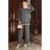 Split Detailed Gebreide kleding Pak Grijs