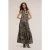 Motivi Long Printed Dress With Flounces Brown