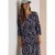 Midi-jurk met split in de hals en print