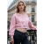 TRENDYOLMİLLA Dames Roze Effen Driekwart mouw Regular fit Sweatshirts