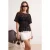 TRENDYOLMİLLA Dames Zwart Effen Kort Regular fit Blouses