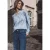 Street One Studio Dames Blouse met lange mouwen in seersucker kwaliteit in Blauw