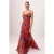 TRENDYOLMİLLA Dames Bordeaux Bloemen Maxi Mouwloos A-lijn Avond & Gala Jurk