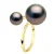 Ring Duo – Geel Goud – 2 Echte Gecultiveerde Tahiti Parels Rond 7-8 en 11-12 mm
