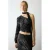 MANGO TEEN one shoulder cropped top met print – zwart