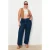 Trendyol Curve Dames Donkerblauw Effen Wijde pijp Hoge taille Grote maten Jeans