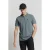 No Excess Polo Zip Pique Garment Dyed Washed Blue