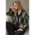Lange V-hals Geometrische Gebreide Cardigan met Knopen