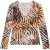 Top met lange mouwen en V-hals en abstracte zebraprint