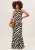 Maxi-jurk met zebraprint en gestrikte schouder